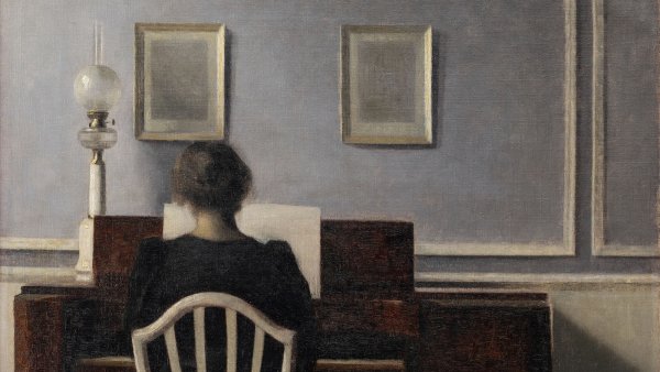 Vilhelm Hammershøi. Interior con mujer al piano, Strandgade 30, 1901