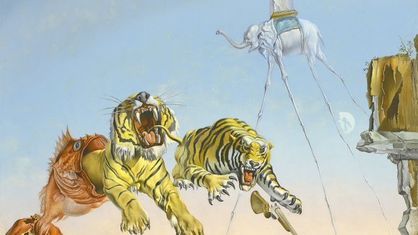 Un segundo antes del despertar de un sueño provocado por el vuelo de una abeja alrededor de una granada. Salvador Dalí